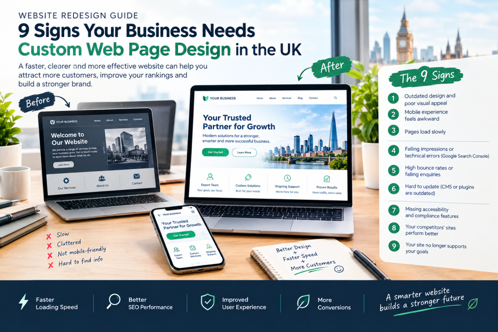 Website Redesign Guide: 9 Signs Your Business Needs Custom Web Page Design in the UK